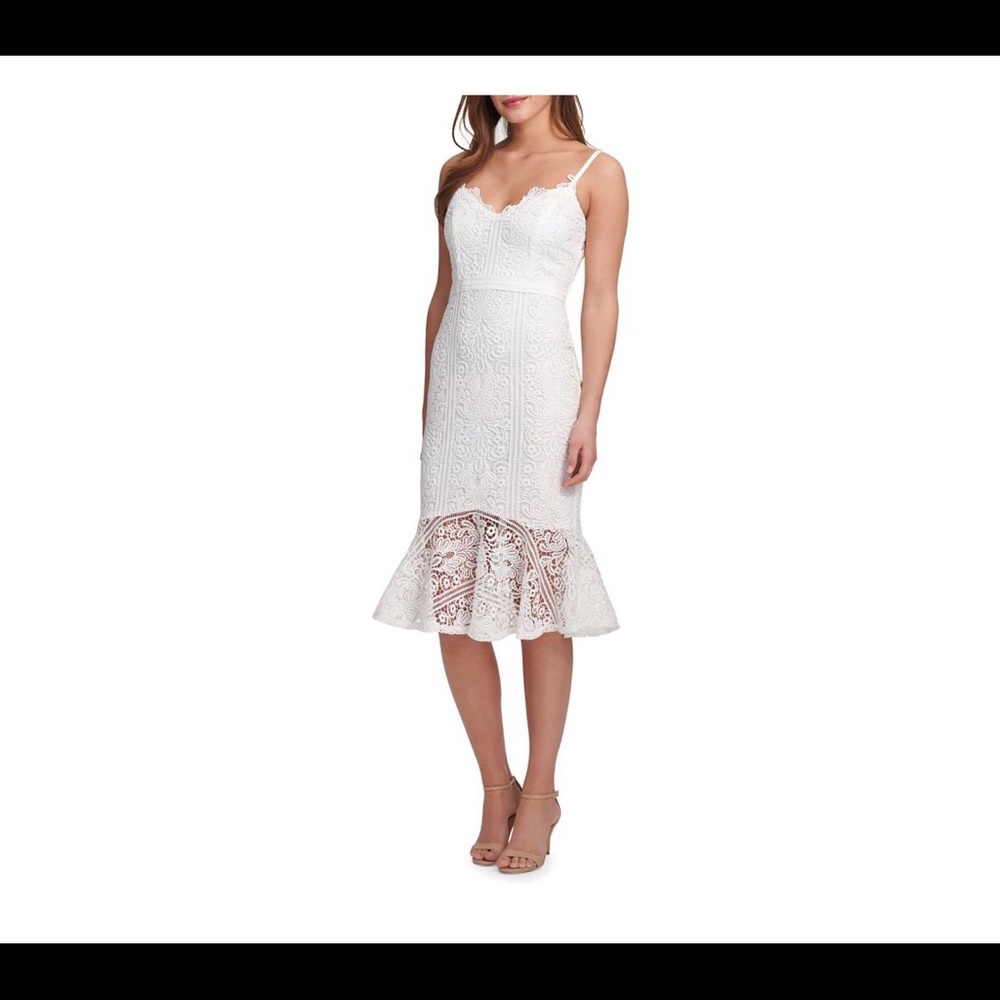 GUESS Spaghetti-Strap Lace Trumpet Dress